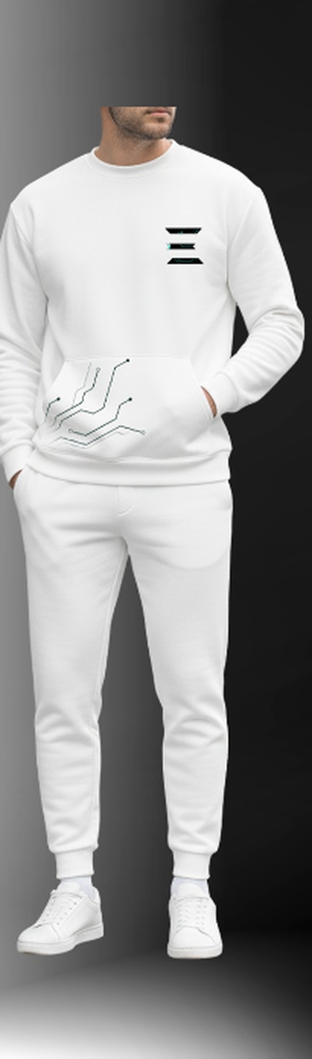 Conjunto Tracksuit Branco Minimalista